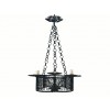 Wrought Iron and Filligree Metal Trefoil Shaped Wrought Iron 3-Light Chandelier