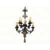 Unusual Bronze, Iron, and Wooden 12-Light Chandelier