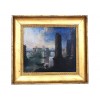 Oil on Canvas, Roman School, Architecture with Figures