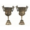 Pair of Silvered Brass Handled Vessels