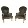 Pair of Carved Giltwood and Upholstered Poltrone