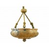 Carved Leaf-Form Alabaster Hanging Fixture