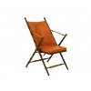 Turned Oak, Brass, and Faux Leather Folding Campaign Chair