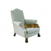 Carved Walnut and Upholstered Wing Chair