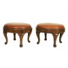 Pair of Walnut Footstools with Leather Insets