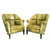 Pair of Leather Upholstered Bergeres