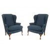 Near Pair of Mahogany Wing Chairs