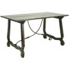 Walnut Trestle Table with Iron Stretcher
