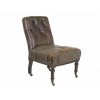 Walnut &Tufted Leather Side Chair