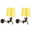 Pair Wrought Iron Sconces, Custom Shades