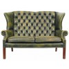 Mahogany and Leather Upholstered Sofa