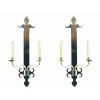 A Pair of Silvered Brass 2-Light Appliques