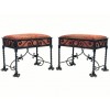 Pair of Wrought Iron & Upholstered Benches