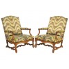 Pair of Carved Bois Clair Fauteuils