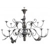 Massive Silvered Wood 12-Arm Chandelier