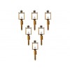 Set of 6 Brass and Glass Wall Lanterns