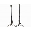 Pair of Wrought Iron and Brass Andirons