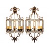 Pair of Painted & Gilt Iron 5-Light Chandeliers