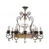 Brass and Painted 12-Light Chandelier