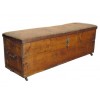 Pinewood and Upholstered Iron Mounted Trunk