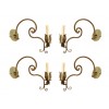 Set of 4 Wrought Iron and Painted Wall Sconces
