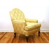 Walnut Low Damask Upholstered Bergere