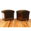 Pair of Walnut Veneer and Upholstered Footstools 