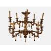 Carved White Gold and Mecca Two Tier 10-Arm Chandelier