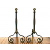 Pair of Iron and Brass Andirons