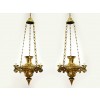Pair of Brass 3-Arm Hanging Lanterns