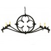 Wrought Iron 4-Light Chandelier with Dragon Heads and Quatrefoils