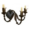 Pair of Iron, Tole, and Giltwood 3-Arm Wall Appliques