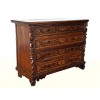 Carved Walnut and Fruitwood Line and Ornamental Inlaid 4-Drawer Cassettone