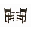 Pair of Walnut and Leather Upholstered Poltroni