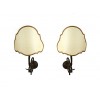 Pair of 1-Light Wrought Iron Sconces with Custom Shades