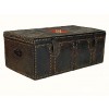 Leather Covered and Iron-Bound Trunk with Crest of Spain