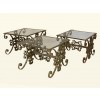 Set of 3 Wrought Iron and Glass Top Low Tables