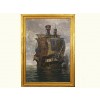 Oil on Canvas, Galleon Advancing in Full Sail