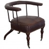 Turned Wood and Waxed Canvas Open Armchair