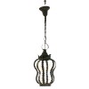 Patinated Brass and Blown Hourglass Hexagonal Hanging Lantern