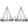 Pair of Large Gilt Painted Iron 9-Light Chandeliers