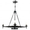 Wrought Iron Horizontal Square Shaped 4 or 5 Light Chandelier