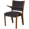 Oak Armchair Upholstered in Grey Velvet