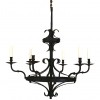 Wrought and Formerly Gilt Iron 6-Light Chandelier