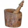 Carved and Turned Boxwood Wooden Mortar and Pestle