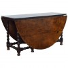 Highly Burled Elm and Dark Oak Large Gateleg Table