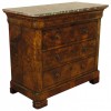 Burled Walnut 3-Drawer Marble-Top Commode