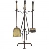 Set of Wrought Iron and Brass Fireplace Tools