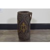 Leather Covered Wooden Vase with Nailhead Trim