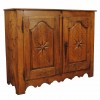 Carved Light Oak 2-Door Tall and Shallow Buffet